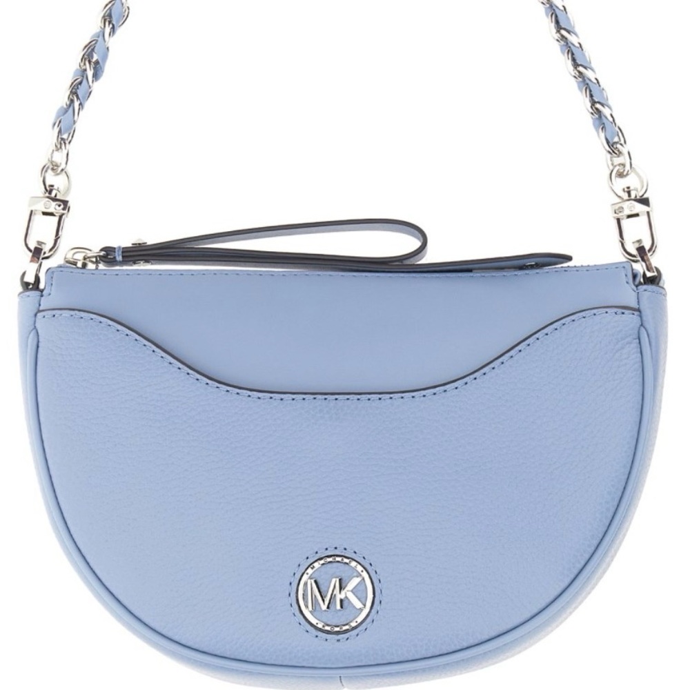 Michael Kors Powder Blue Leather Crescent Crossbody Bag